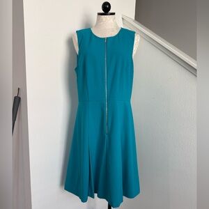 NWT Blue Turquoise Calvin Klein sleeveless fit And Flare dress Front Zip Size 12